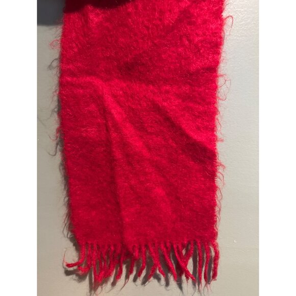 VTG Mohair Wool Scarf Red Fuzzy Soft 75% Mohair 25% Wool Made in West Germany - Picture 5 of 5